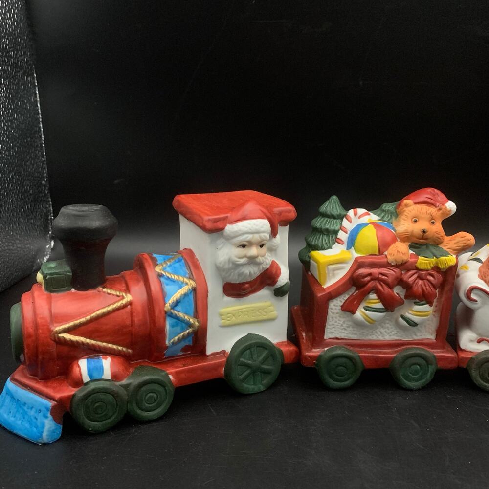 1986 Christmas Porcelain Locomotive Train Set by Price Products Vintage Santa